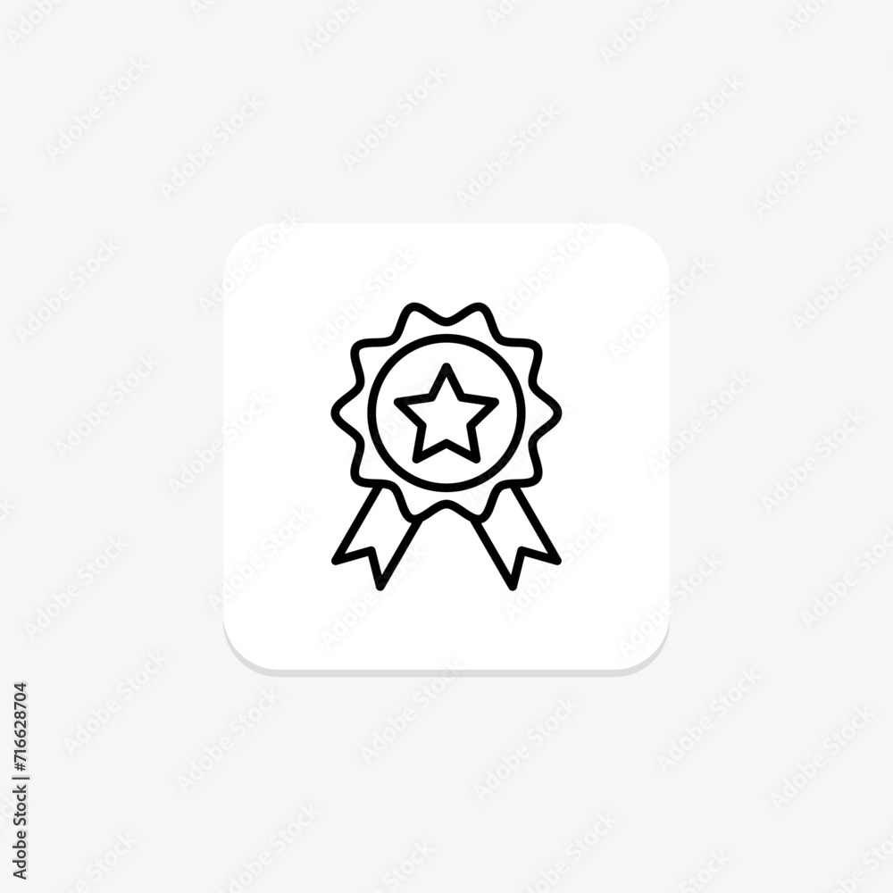 Badge black outline icon , vector, pixel perfect, illustrator file