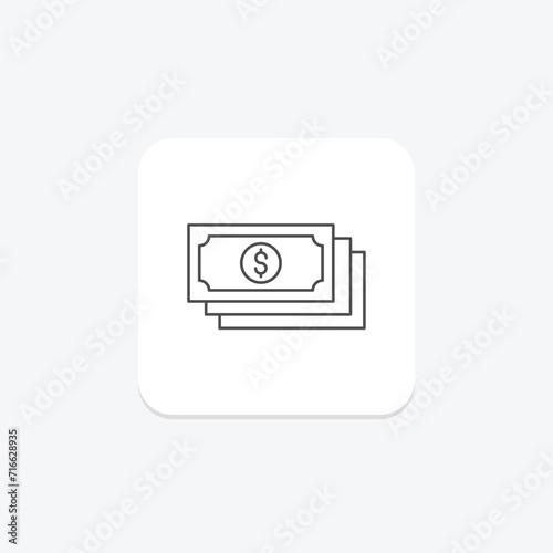 Banknote budget grey thin line icon , vector, pixel perfect, illustrator file