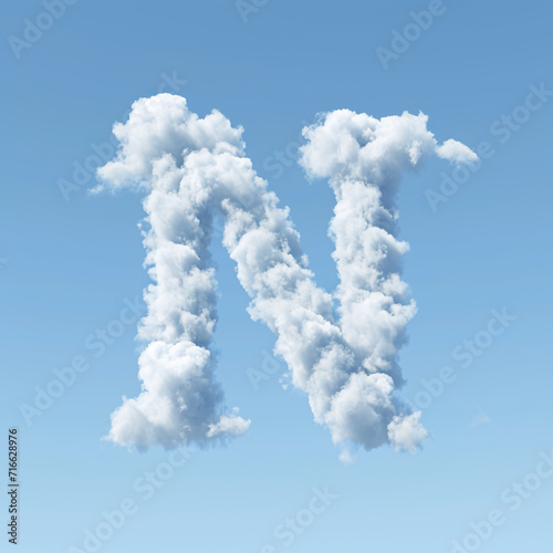 The letter N made of clouds in a blue sky