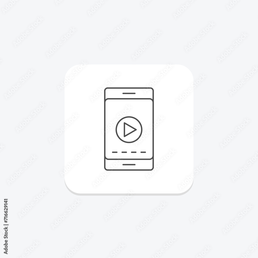 Mobile Media grey thin line icon , vector, pixel perfect, illustrator file Mobile Media grey thin line icon , vector, pixel perfect, illustrator file