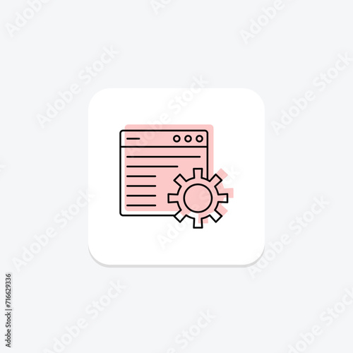 Cogwheel engineering color shadow line icon , vector, pixel perfect, illustrator file