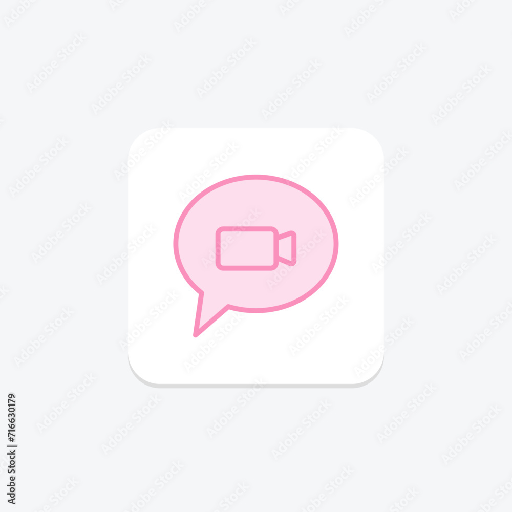 Video Chat Icon, video icon, media icon, color outline icon , vector, pixel perfect, illustrator file Video Chat Icon, video icon, media icon, color outline icon , vector, pixel perfect, illustrator file