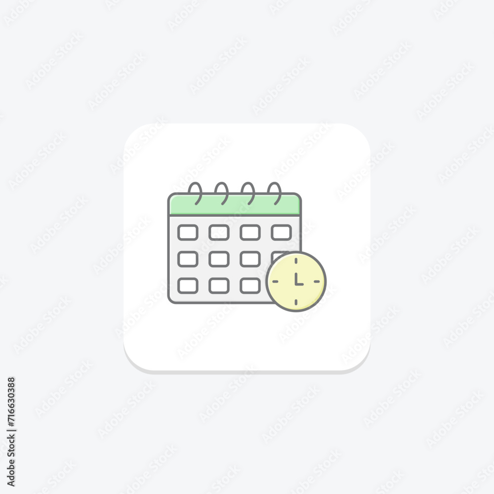 Event Calendar icon, reminder icon, solid and filled outline colorful version, outline and filled vector sign , vector, pixel perfect, illustrator file Event Calendar icon, reminder icon, solid and filled outline colorful version, outline and filled vector sign , vector, pixel perfect, illustrator file