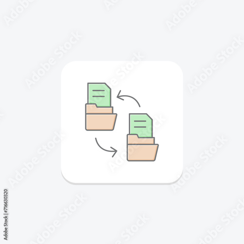 Sharing icon, file share icon, file transfer icon, solid and filled outline colorful version, outline and filled vector sign , vector, pixel perfect, illustrator file