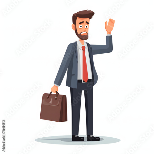 Business professional facing bankruptcy isolated on white background, cartoon style, png 