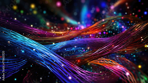 Colorful abstract background with waves lines and 3d shapes