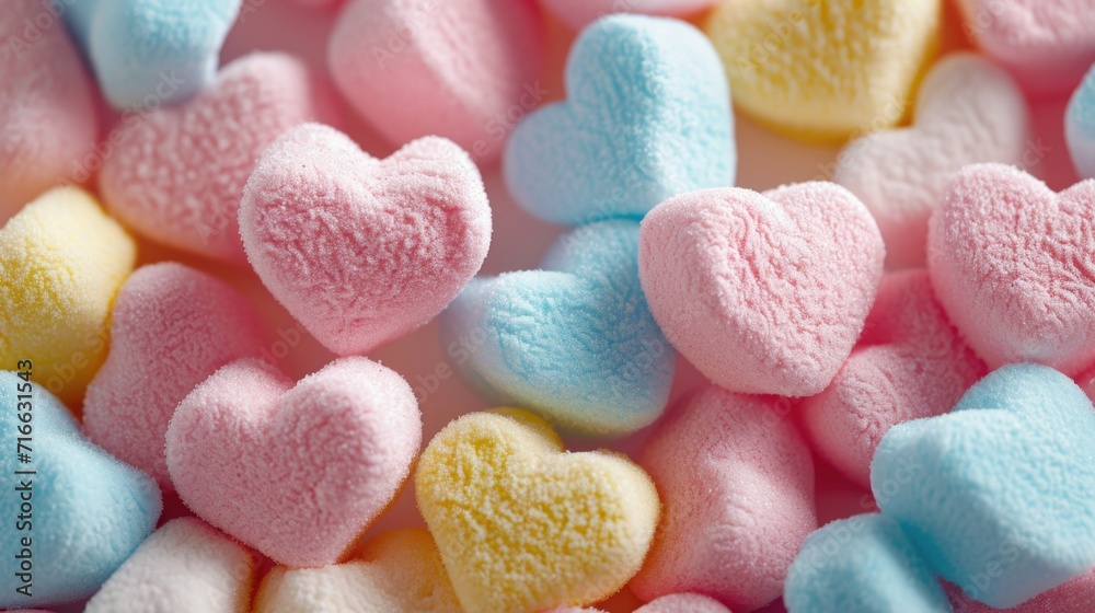 Whimsical Pastel Heart Marshmallows: Fluffy and Sugary Soft Colors - Valentine's Day Concept Whimsical Pastel Heart Marshmallows: Fluffy and Sugary Soft Colors - Valentine's Day Concept
