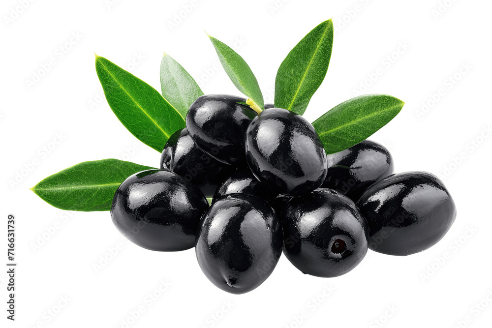 black olives with leaves isolate transparent background black olives with leaves isolate transparent background