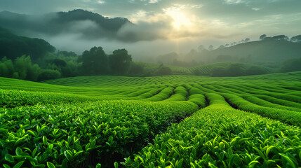 Fotobehang Groen beautiful tea plantation scenery  © Mert Can Atakul