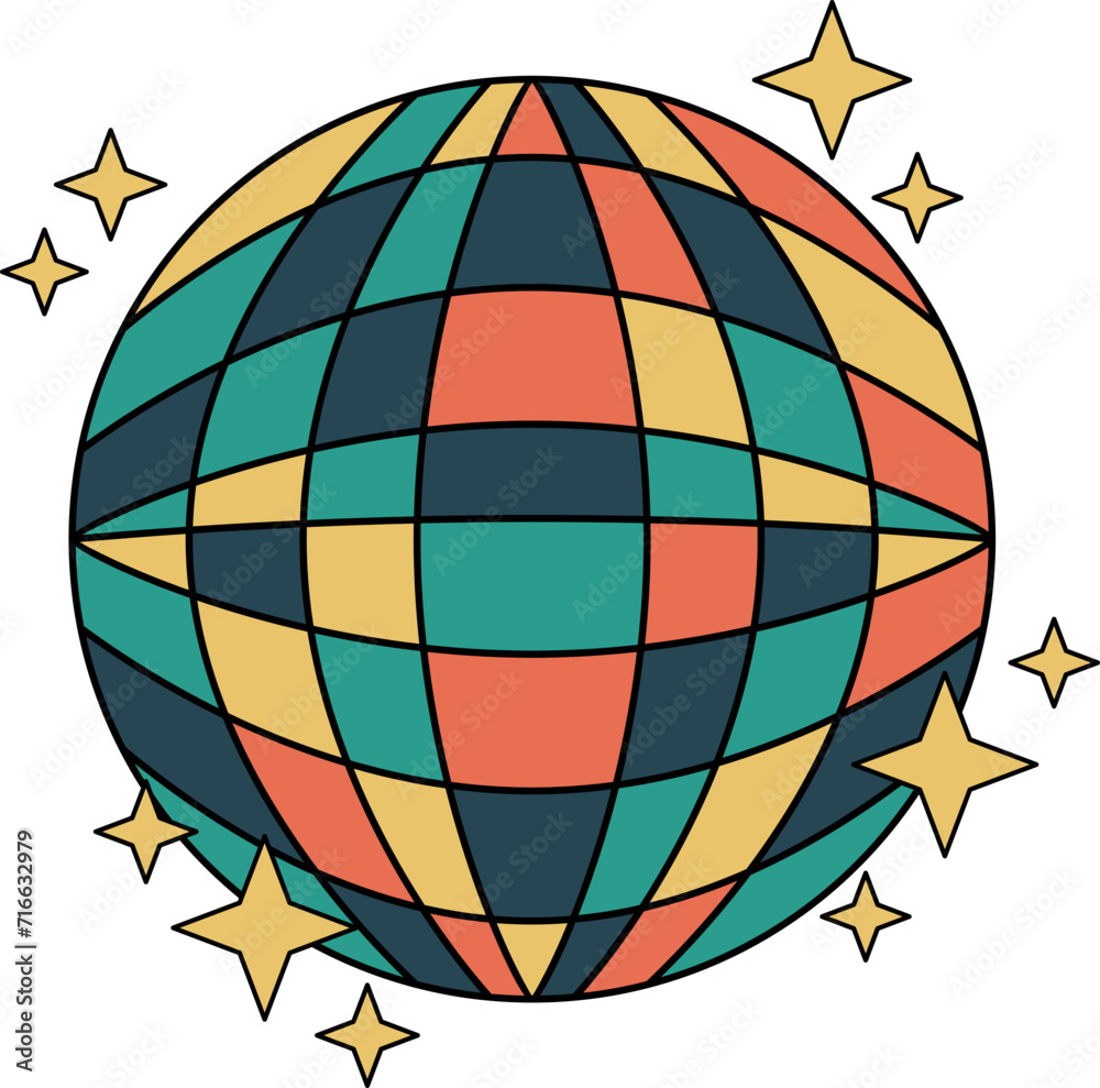 Retro Funky Disco Ball Illustration Retro Funky Disco Ball Illustration