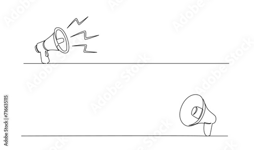 Continuous single one line art drawing of megaphone speaker for news and promotion vector illustration