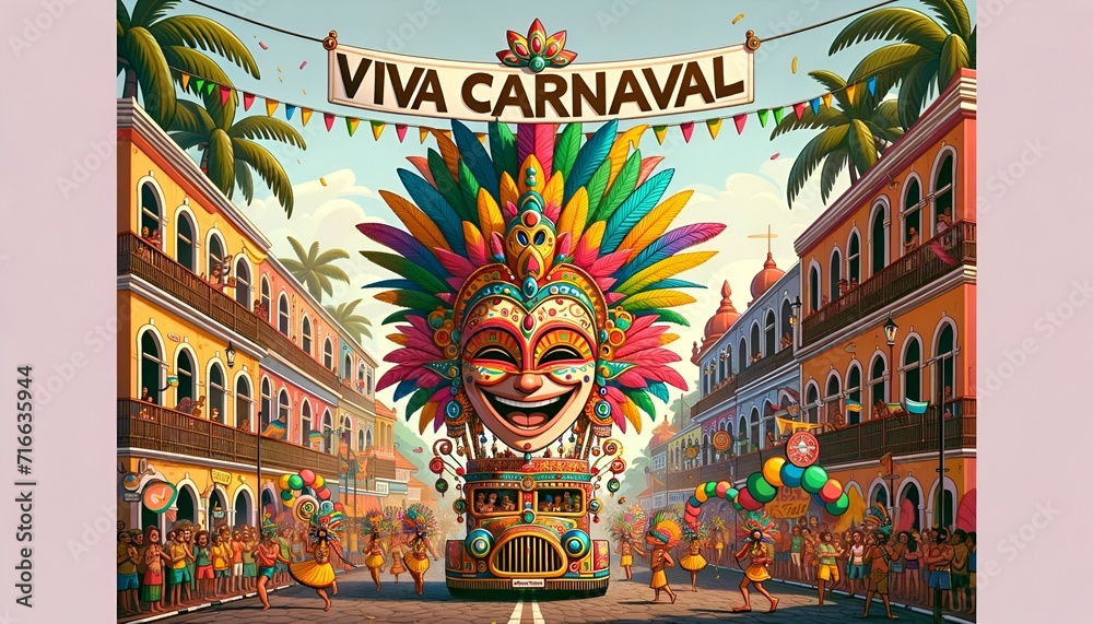 Illustration of goa carnival in cartoon style. - obrazy, fototapety, plakaty 