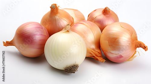 Fresh onion bulbs with isolated white background