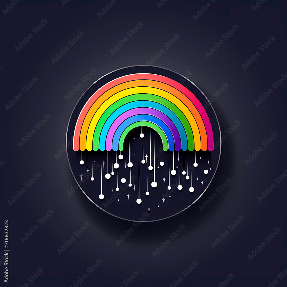 Rainbow symbol on black background. Vector illustration