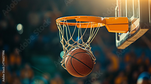 A dynamic image of a basketball game in action.
