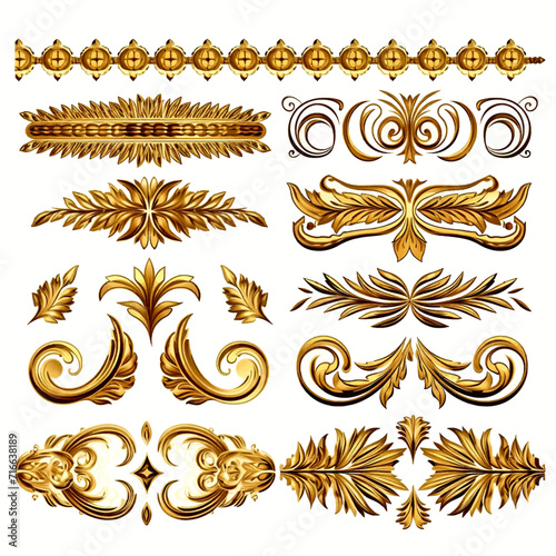 set of vintage gold pattern border