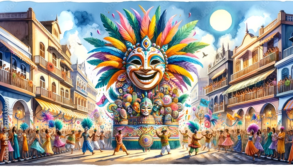 Watercolor illustration of goa carnival in India. Watercolor illustration of goa carnival in India.