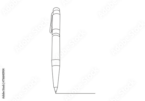 pen writing in continuous line drawing . Pencil symbol of study and education concept in simple linear style. Contour icon. Doodle vector illustration
