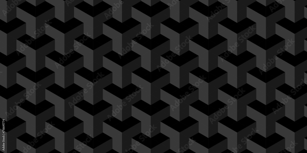 Black and gray seamless pattern Abstract cubes geometric tile and mosaic wall or grid backdrop hexagon technology. Black and gray geometric block cube structure backdrop grid triangle background.
Black and gray seamless pattern Abstract cubes geometric tile and mosaic wall or grid backdrop hexagon technology. Black and gray geometric block cube structure backdrop grid triangle background.