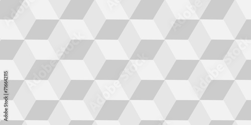 Seamless white and gray pattern Abstract cubes geometric tile and mosaic wall or grid backdrop hexagon technology. white and gray geometric block cube structure backdrop grid triangle background.
