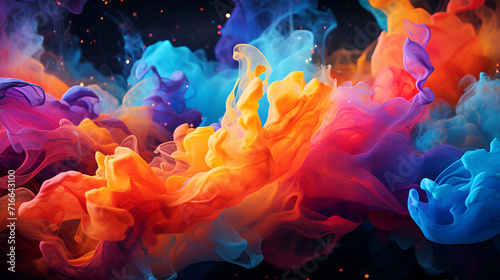 A colorful explosion of paint is in the dark 