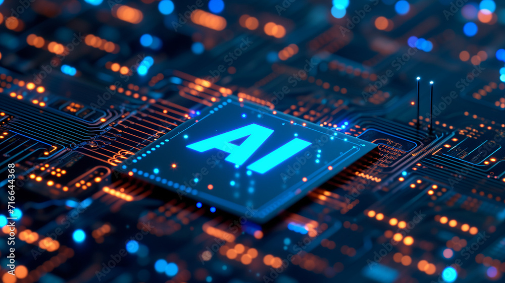 Obraz premium AI&Electronic circuit&robot