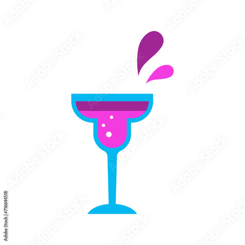 champagne and cocktail glass with splash. birthday, anniversary party celebration. SVG icon