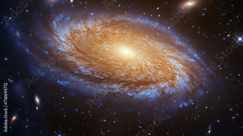 A flocculent spiral galaxy with patchy irregularly distributed spiral arms resembling a cosmic whirlpool.