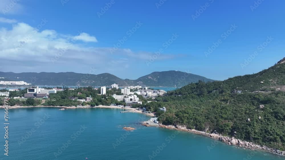 Drone Aerial Skyview shot of the Premium Villa independent Terraced rows of detached houses built on hillside of Stanley coastal beach seaside residential area near Tai Tam Repulse Bay Shouson Hill Drone Aerial Skyview shot of the Premium Villa independent Terraced rows of detached houses built on hillside of Stanley coastal beach seaside residential area near Tai Tam Repulse Bay Shouson Hill