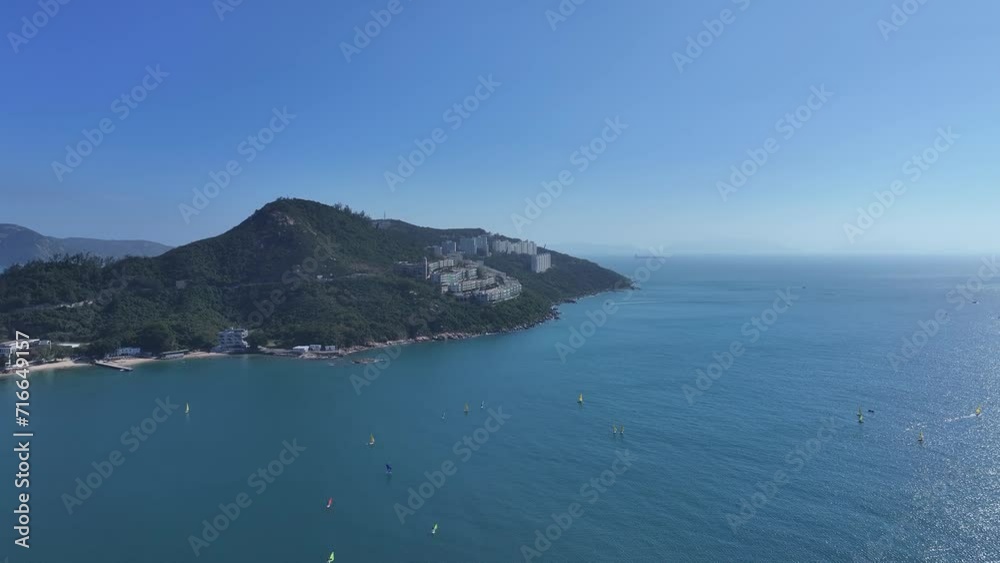 Drone Aerial Skyview shot of the Premium Villa independent Terraced rows of detached houses built on hillside of Stanley coastal beach seaside residential area near Tai Tam Repulse Bay Shouson Hill Drone Aerial Skyview shot of the Premium Villa independent Terraced rows of detached houses built on hillside of Stanley coastal beach seaside residential area near Tai Tam Repulse Bay Shouson Hill