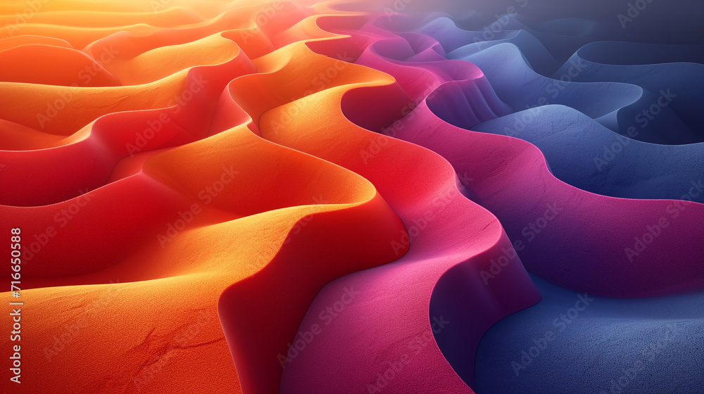 Obraz premium abstract colorful glowing wavy perspective with fractals and curves background 16:9 widescreen wallpapers