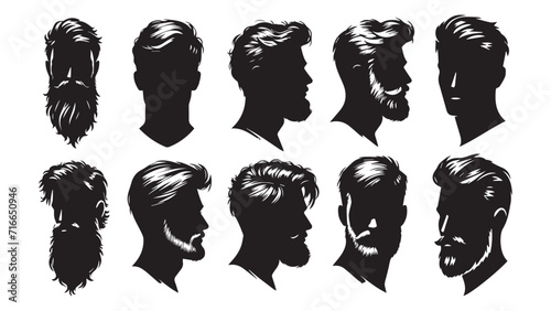Vintage Barber Shop Logos: Stylish Vector Hairstyles for Your Design.