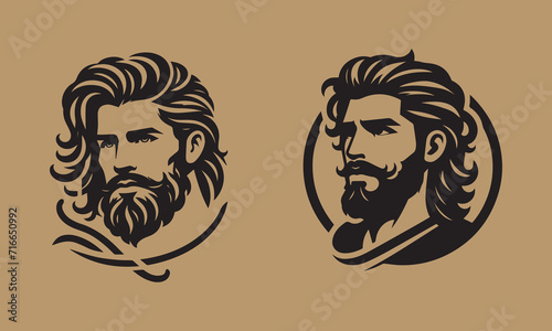 Vintage Barber Shop Logos: Stylish Vector Hairstyles for Your Design.