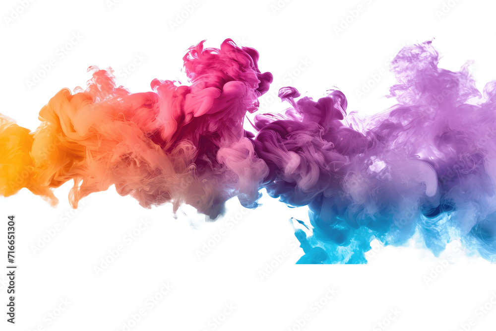 Colorful smoke explosion isolated on transparent background