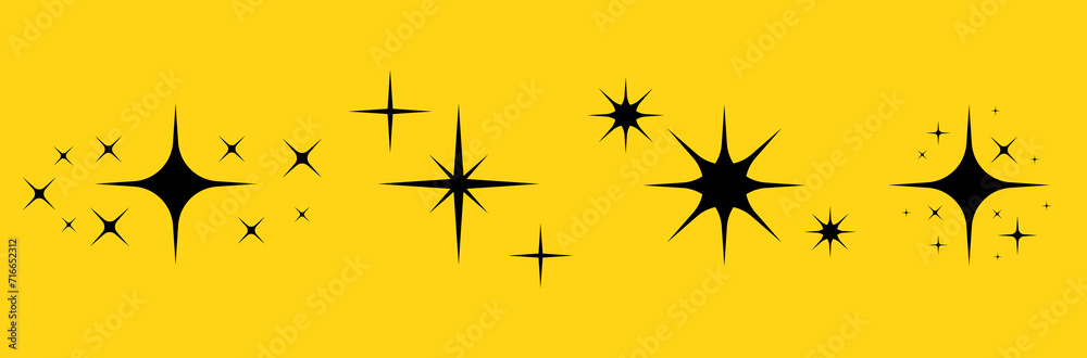 Stars, meteoroids, comets, asteroids on a white background. Pattern with stars. Chaotic elements. White and black retro background. Vector illustration