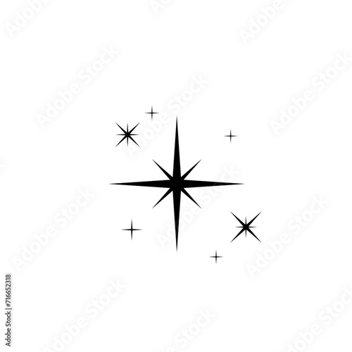 Stars  meteoroids  comets  asteroids on a white background. Pattern with stars. Chaotic elements. White and black retro background. Vector illustration
