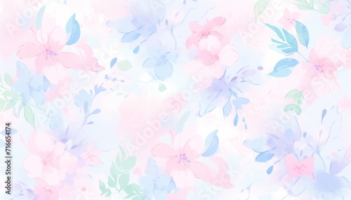 Colorful Blue And Pink Flower Watercolor Pattern Background. Wallpaper. Valentine's Day Banner. Abstract. Winter. Christmas. Summer. Spring