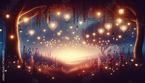 Enchanted Evening of Love: Heart Lanterns Illuminate Romance © Bionic