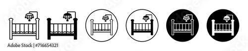 Crib vector icon set collection. Crib Outline flat Icon.