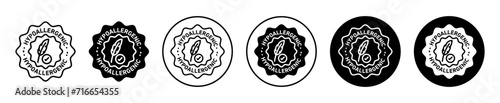 Hypoallergenic tested vector icon set collection. Hypoallergenic tested Outline flat Icon.