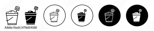 Sand bucket vector icon set collection. Sand bucket Outline flat Icon.