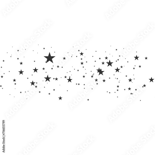 Confetti with stars. Chaotic elements. Star trail, meteoroid, comet, asteroid on a white background. White and black retro background. Vector illustration