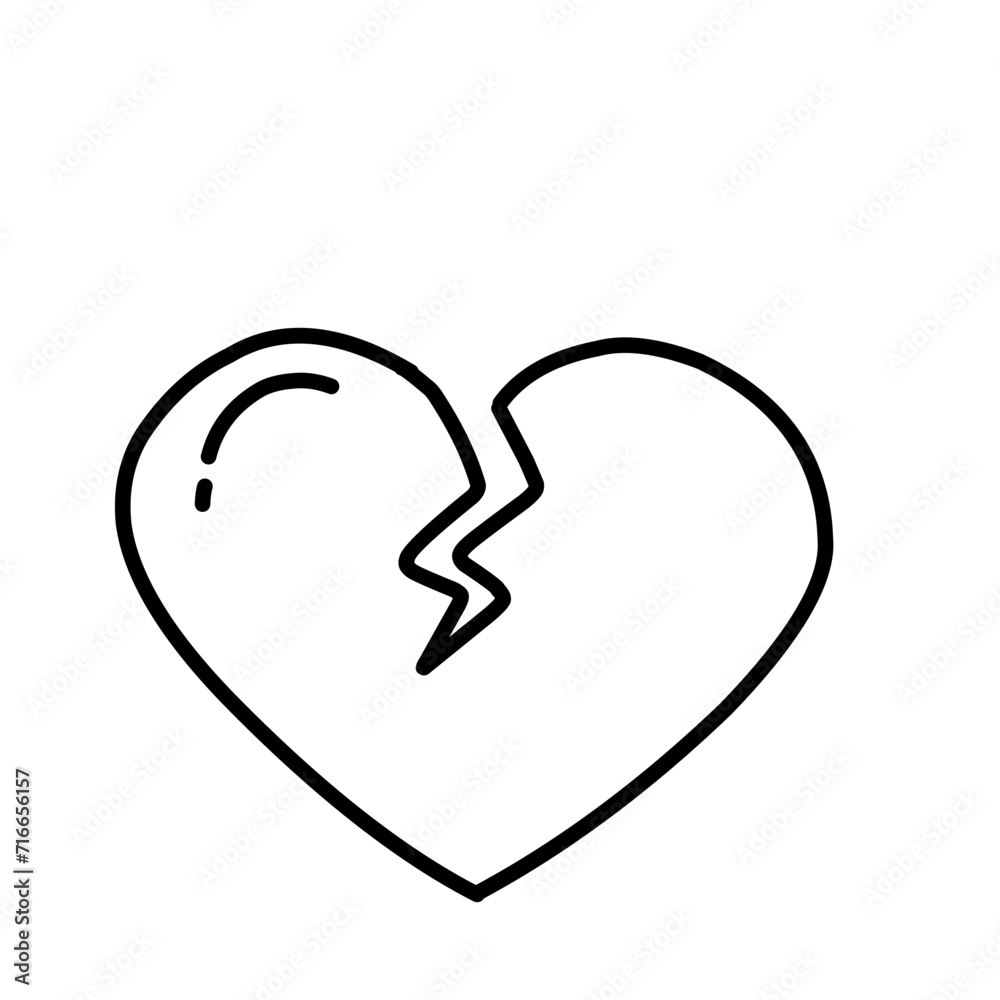Illustration of a sketch of a heart with a broken heart