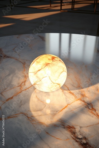 Luminous Orb on Marble in Sunlight