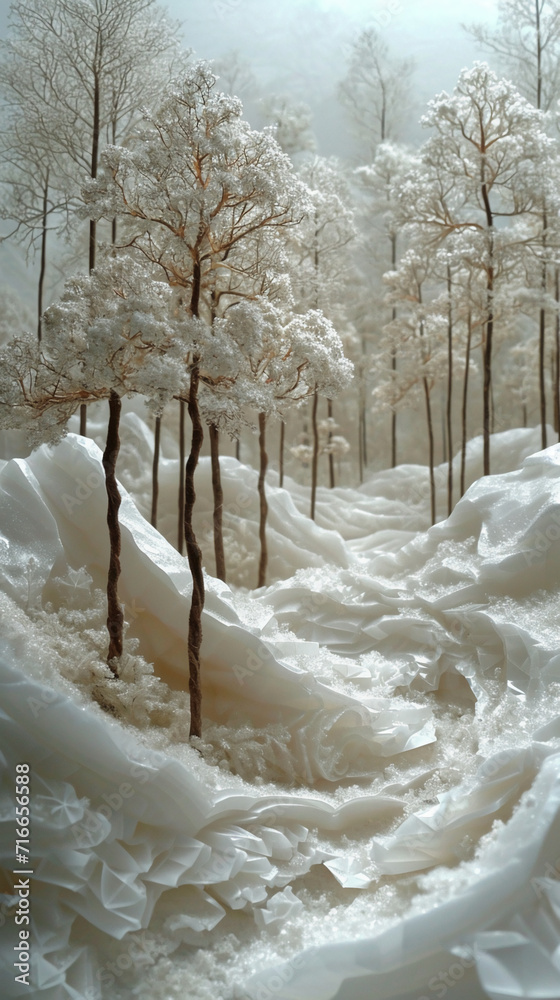 Fotografie forest with trees in a white background. AI generative