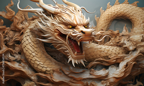 Wooden Dragon high detail AI Image generative © Anditya