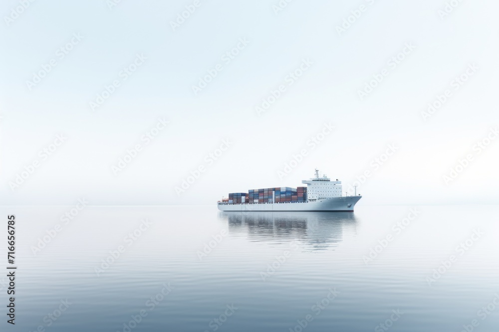 Container Vessel Cruising on Open Sea
