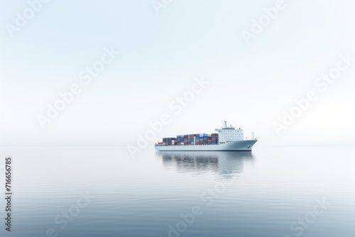 Container Vessel Cruising on Open Sea