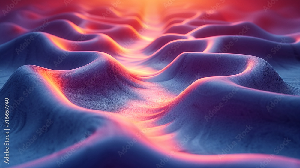 Obraz premium abstract colorful glowing wavy perspective with fractals and curves background 16:9 widescreen wallpapers