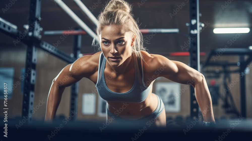 Athletic woman doing intensive workout Athletic woman doing intensive workout